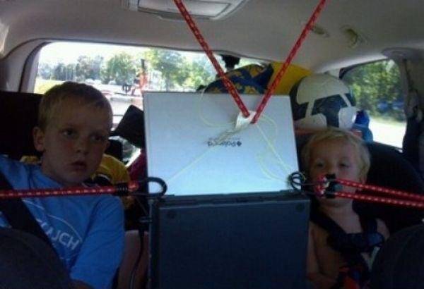 A way to keep your kids occupied in your 20-year-old car.