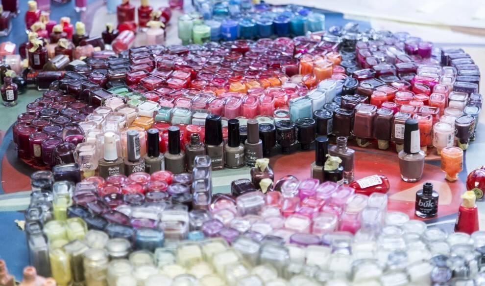 For her project 'Glass Blowing', she collected nearly 2,000 bottles of nail polish.