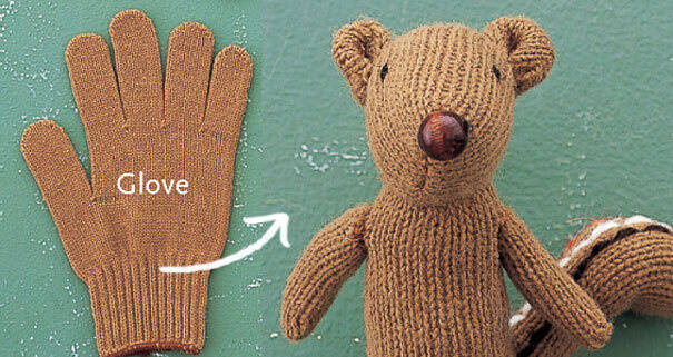 Make a glove out of an old or ripped up stuffed animal. 