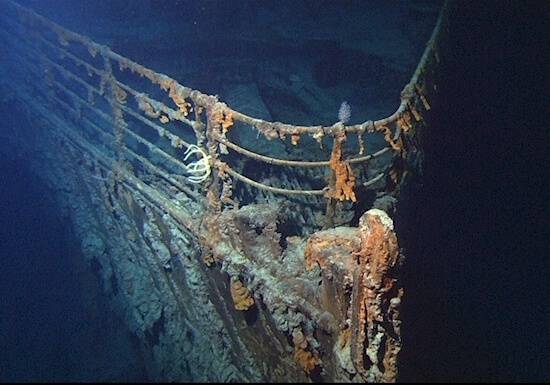 When they continued to follow the trail, they came across the Titanic's bow.