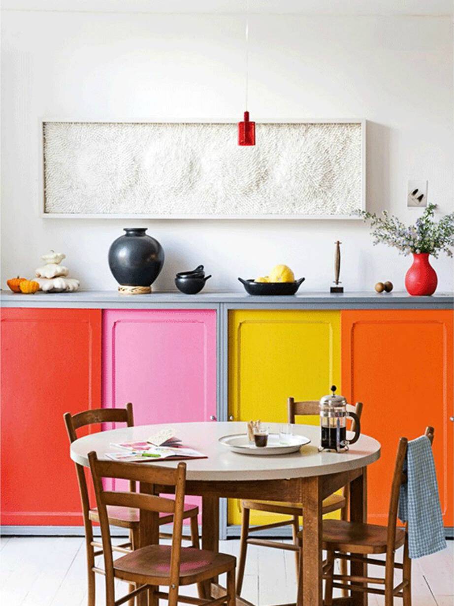 Color blocking στα ντουλάπια της κουζίνας!