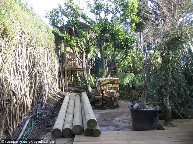 Transformation: The keen gardener used wooden blanks and poles to give his paradise an authentic jungle feel