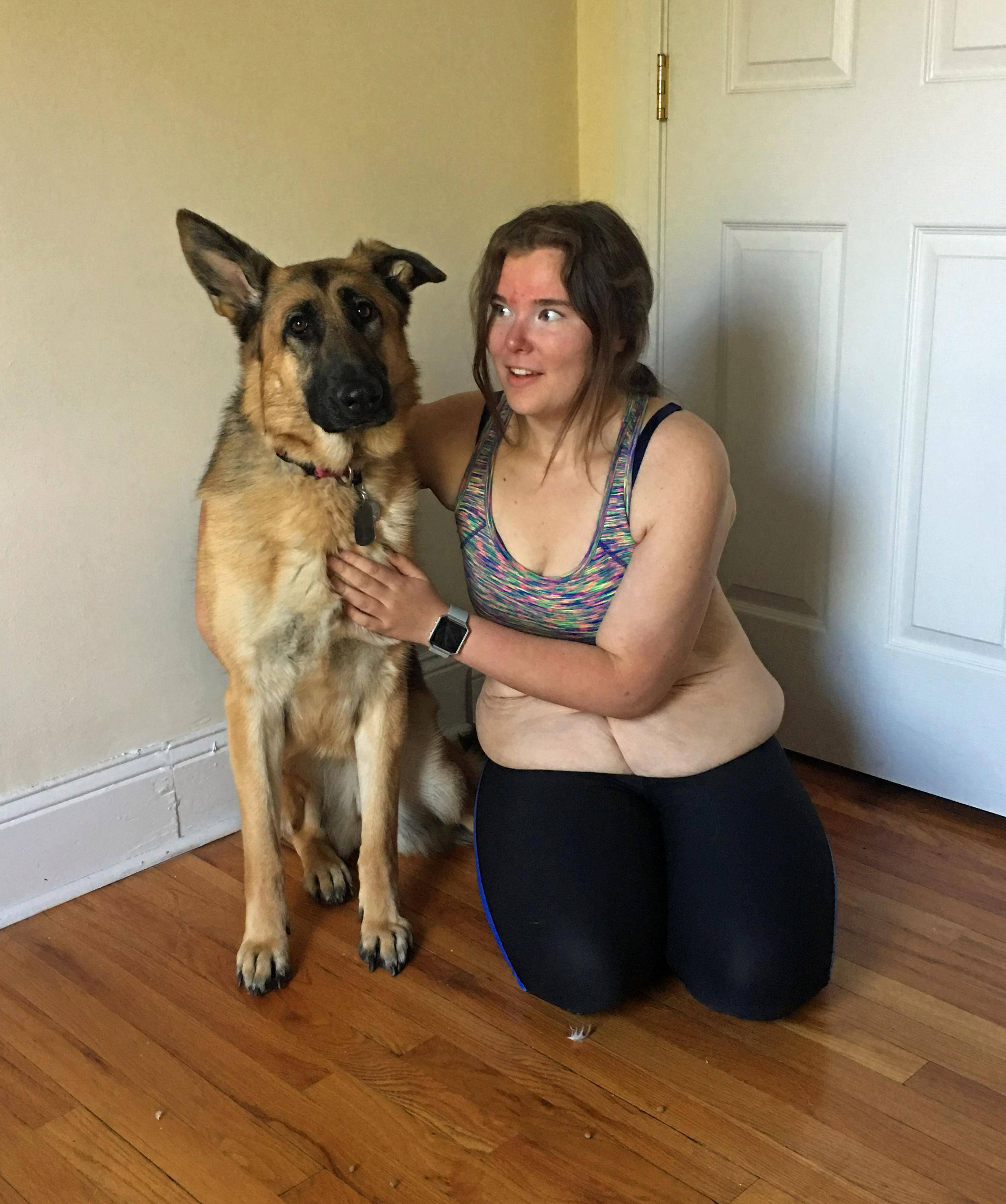  Jenna pictured with her beloved Nadia. The teen began walking the pup and built her fitness levels up