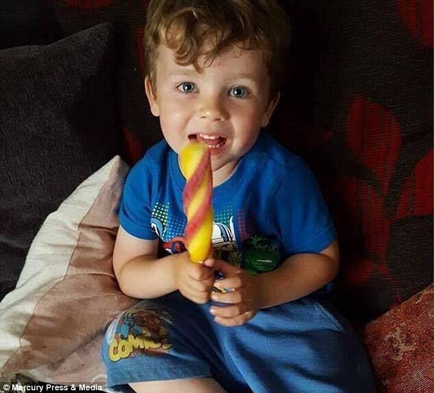 The youngster (pictured) contracted chicken pox and became infected after it scratched himself