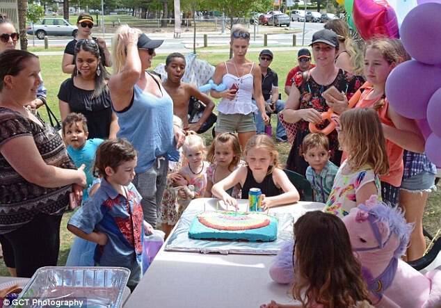 But when people saw Sarah's Facebook page they decided to band together and throw Mia an incredible birthday, donating everything from jumping castles to tables and a cake 