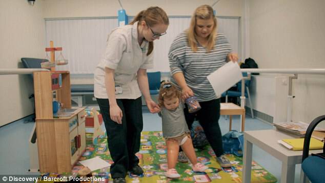 Wearing her set of prosthetic legs for an hour a day at home, Harmonie has begun her first walking lessons at the Bristol City of Enablement
