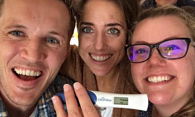 Their former schoolmate Liz Begg (right) volunteered to carry the couple's baby after reading Emmy's heart-wrenching blog which documented her cancer battle