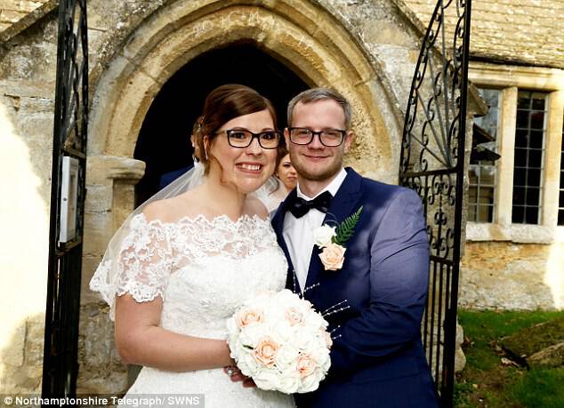 Ms Hall had 18 surgeries over 14 years (pictured with her husband Lewis Holt, 27)