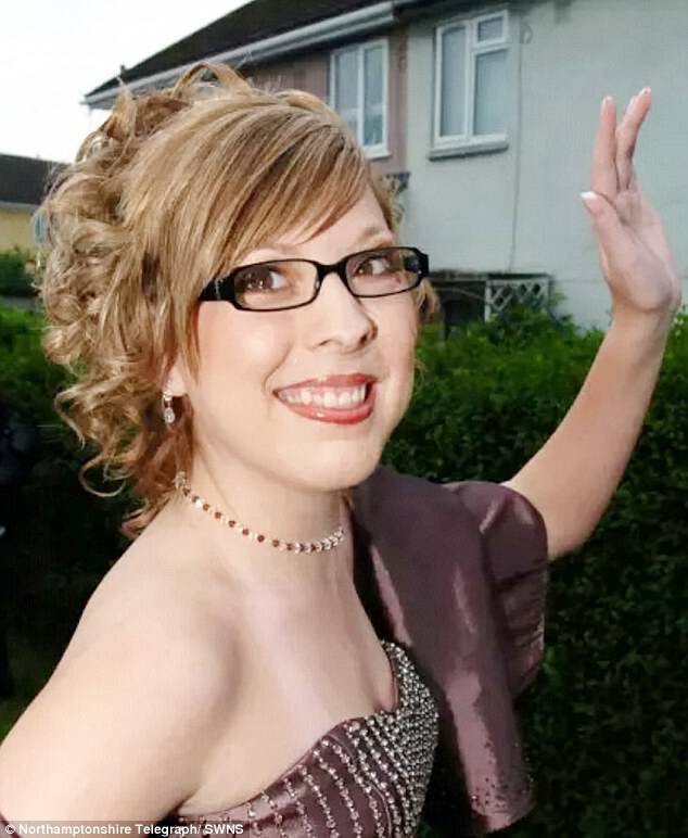 Ms Hall says she shed many 'happy tears' when she saw her groom (pictured at her prom)