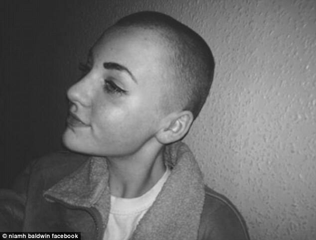 Niamh Baldwin (pictured) shaved her head for the Little Princess Trust charity which produces wigs for children who have hair loss as a result of cancer treatment. She uploaded this picture to Facebook with the caption 'My hair does not define who I am as a person' 