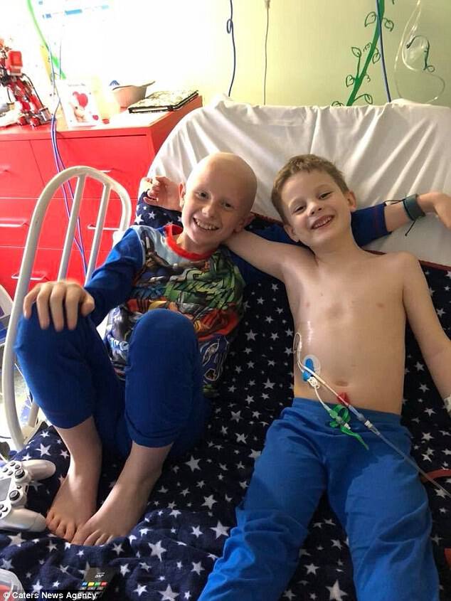 A mother-of-three is facing double heartbreak after her two sons (Leo left and Oliver right) were diagnosed with cancer within just four months of each other