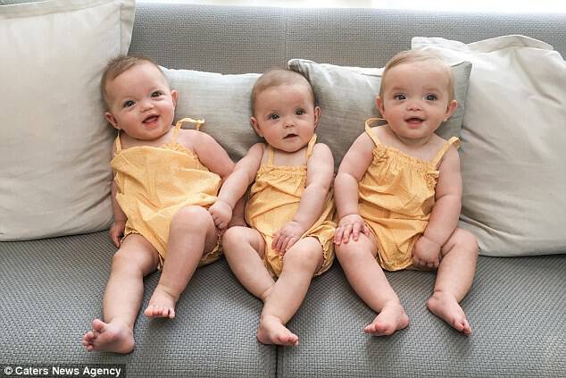 The non-identical triplets were all born weighing between 2lb6 and 2lb8 and are all healthy weights at 16 months old