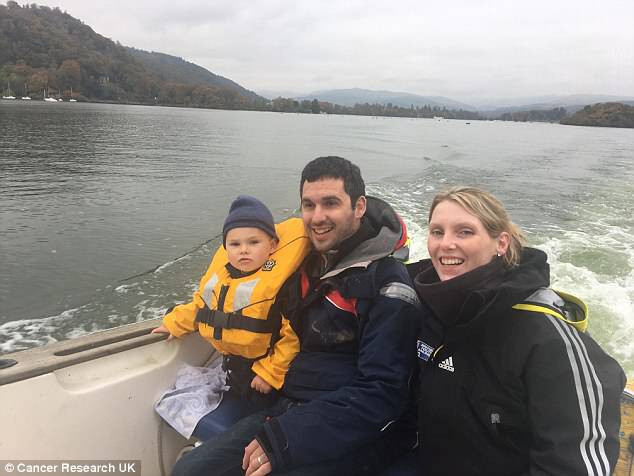 Martin knew he had cancer when he saw a tumour the shape of a ball in his throat when doctors ran tests. The couple pictured with their sonÂ Michael
