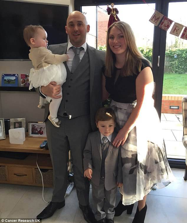 Samantha Boatman, 32, and her husband Martin, 34, were both diagnosed with cancer - but his is terminal. The couple pictured with their two childrenÂ Michael, four, and Esme, one