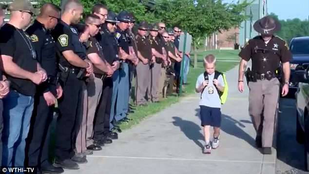 Dakota Pitts to went back to school on Monday since his father was killed in the line of duty last weekÂ 