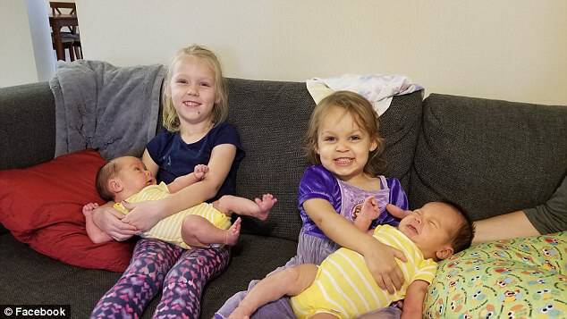 Sisterly love: Dane also shared that their sisters Corinne and Amelia 'can't get enough of' their new twin brothersÂ 