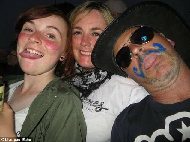 Jess Fairclough at Glastonbury Festival with mum Tracy, left, and dad Rod, right, before the cancer took hold