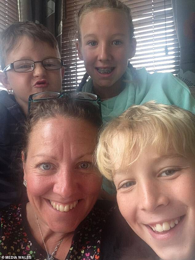 Ms Griffiths said: 'She had everything going for her and always had a beautiful smile on her face.' Pictured, the week of her diagnosis with her family