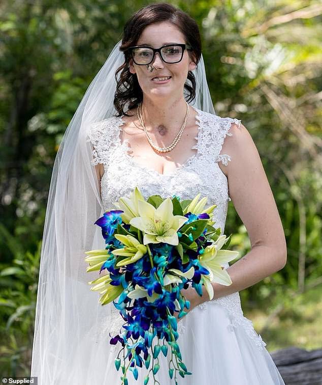 The traditional white lace wedding dress, lolly cart and surprise helicopter ride to the ceremony in November 2018 were all touches the 22-year-old bride was grateful to have experienced